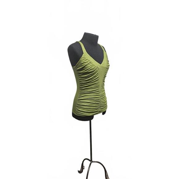 Bisou Bisou Olive Ruched Tank Top - Picture 1 of 4
